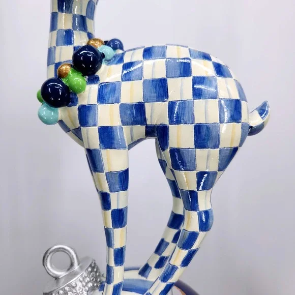 Mackenzie-Childs Royal Check Deary Deer on Ornament - Gold Antlers Holiday 16" - Picture 5 of 16